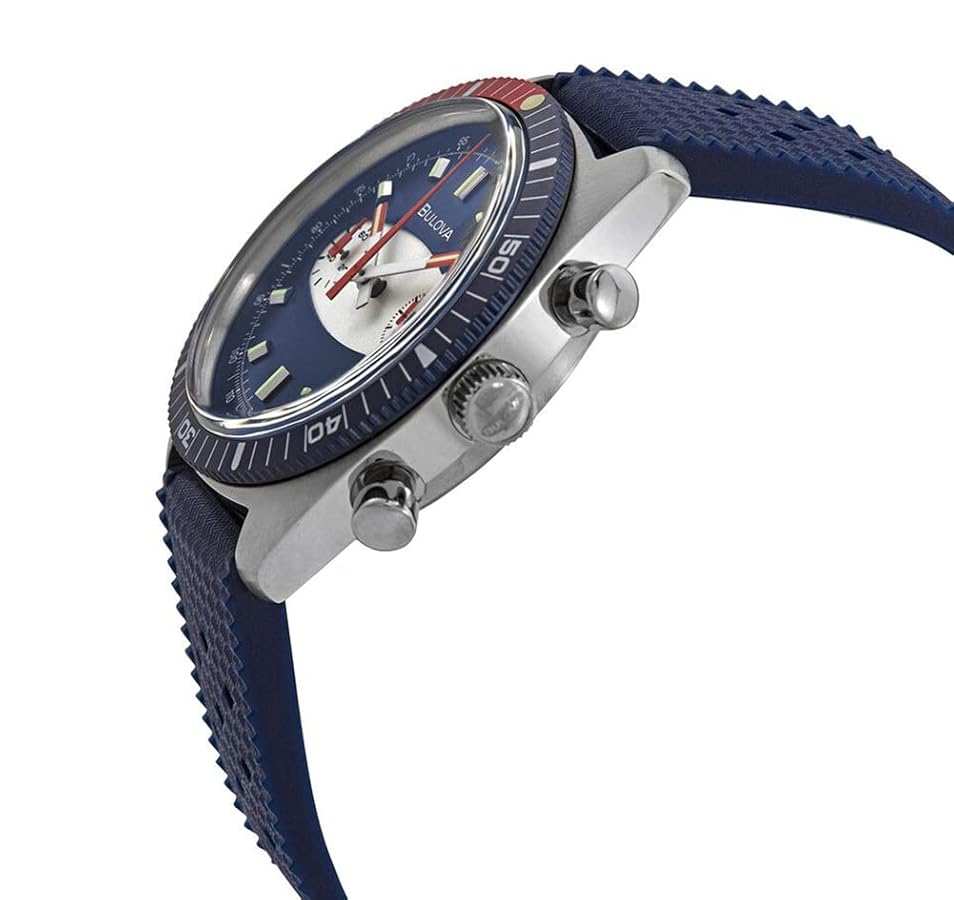 BULOVA腕時計 Blue Dial Silicone Strap Chronograph A 98A253 | Bulova